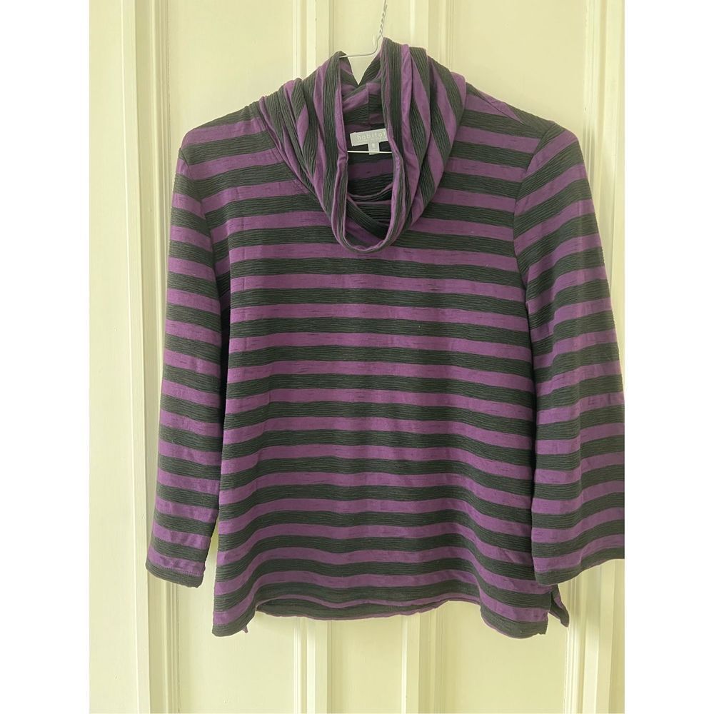 Habitat purple and black striped cowl neck long sleeve top M
